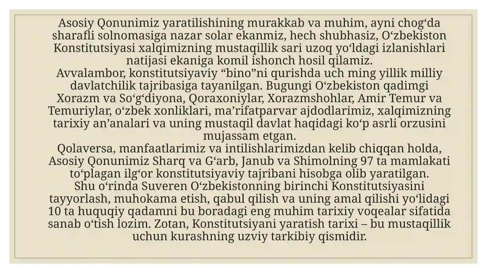 O’zbekiston Respublikasiningkonstitutsiyasiningyaratilishtarixi 3