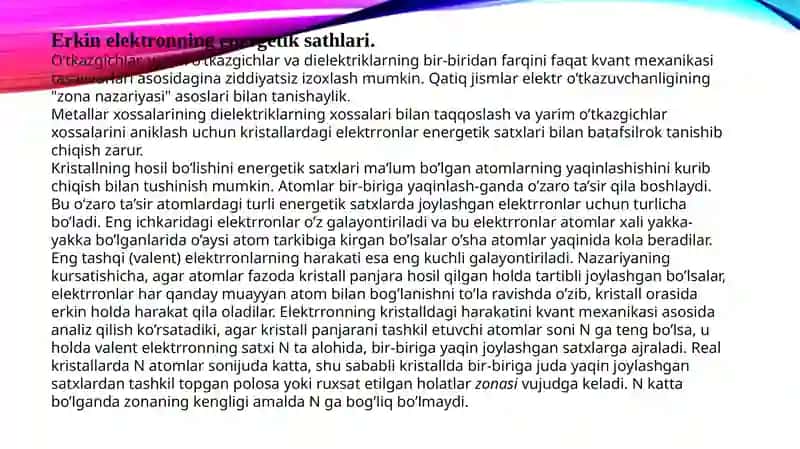 Kristallarning sohaviy nazariyasi 3