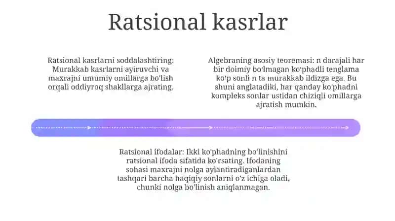 Algebraning Asosiy Teoremasi.Ratsional Kasrlar 3