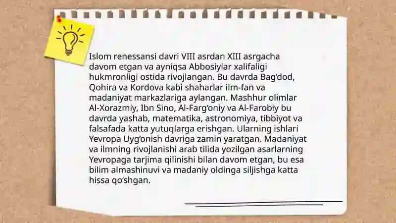 Islom Renessansi davri va uning madaniy o‘zgarishlarga ta'siri 3