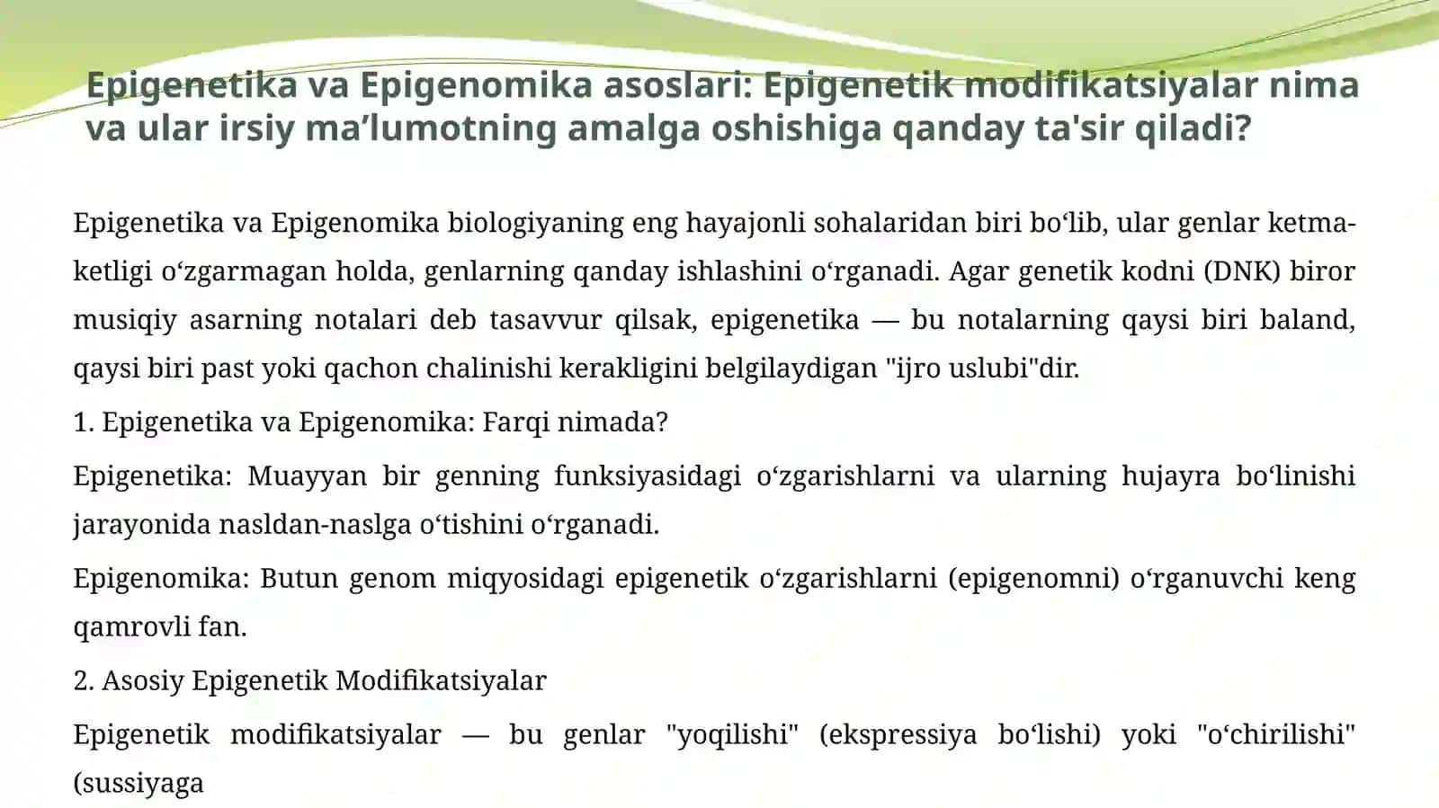 Epigenetika va epigenomika. 3