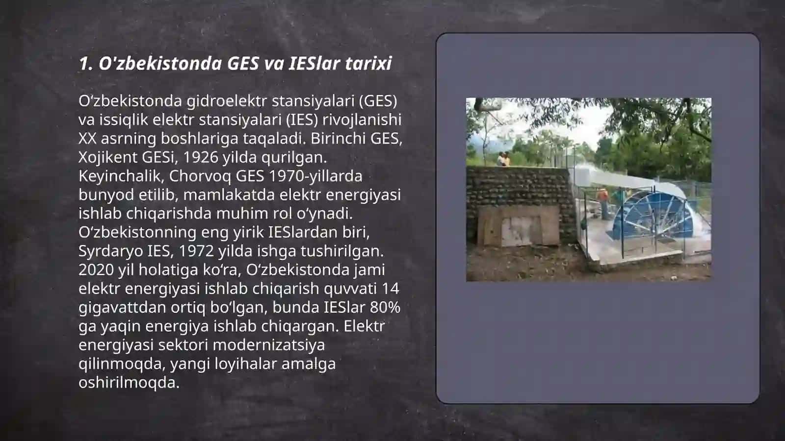 O'zbekistonda GES va IESlar tarixi 3
