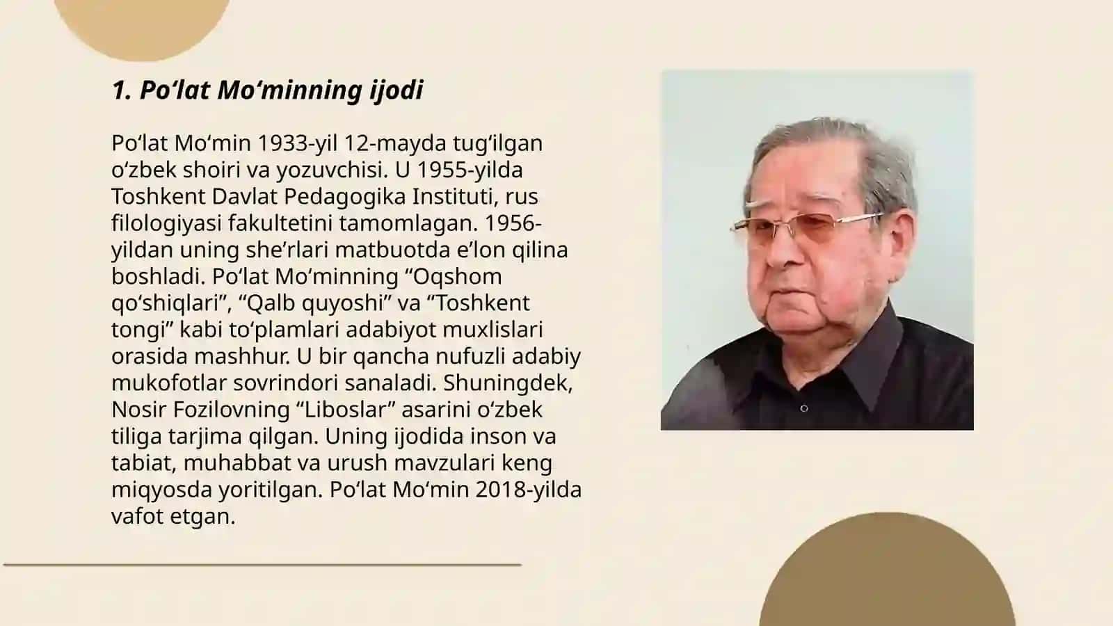 Poʻlat Moʻmin she'rlari va qissalari 3