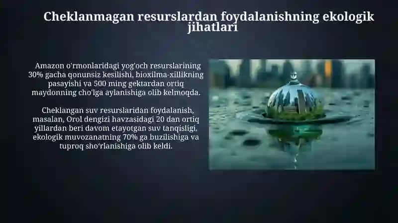 Yashil iqtisodda resuslarni cheklangani va cheklanmaganlari 3