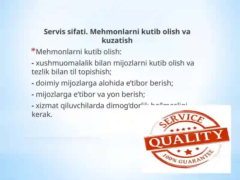 Servis faoliyati asoslari 3