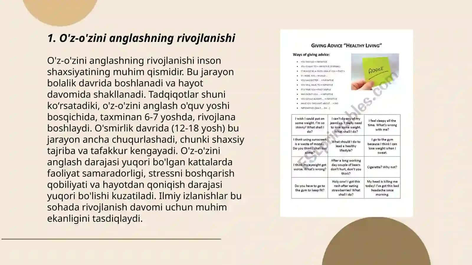 O'z-o'zini anglashning rivojlanishi 3