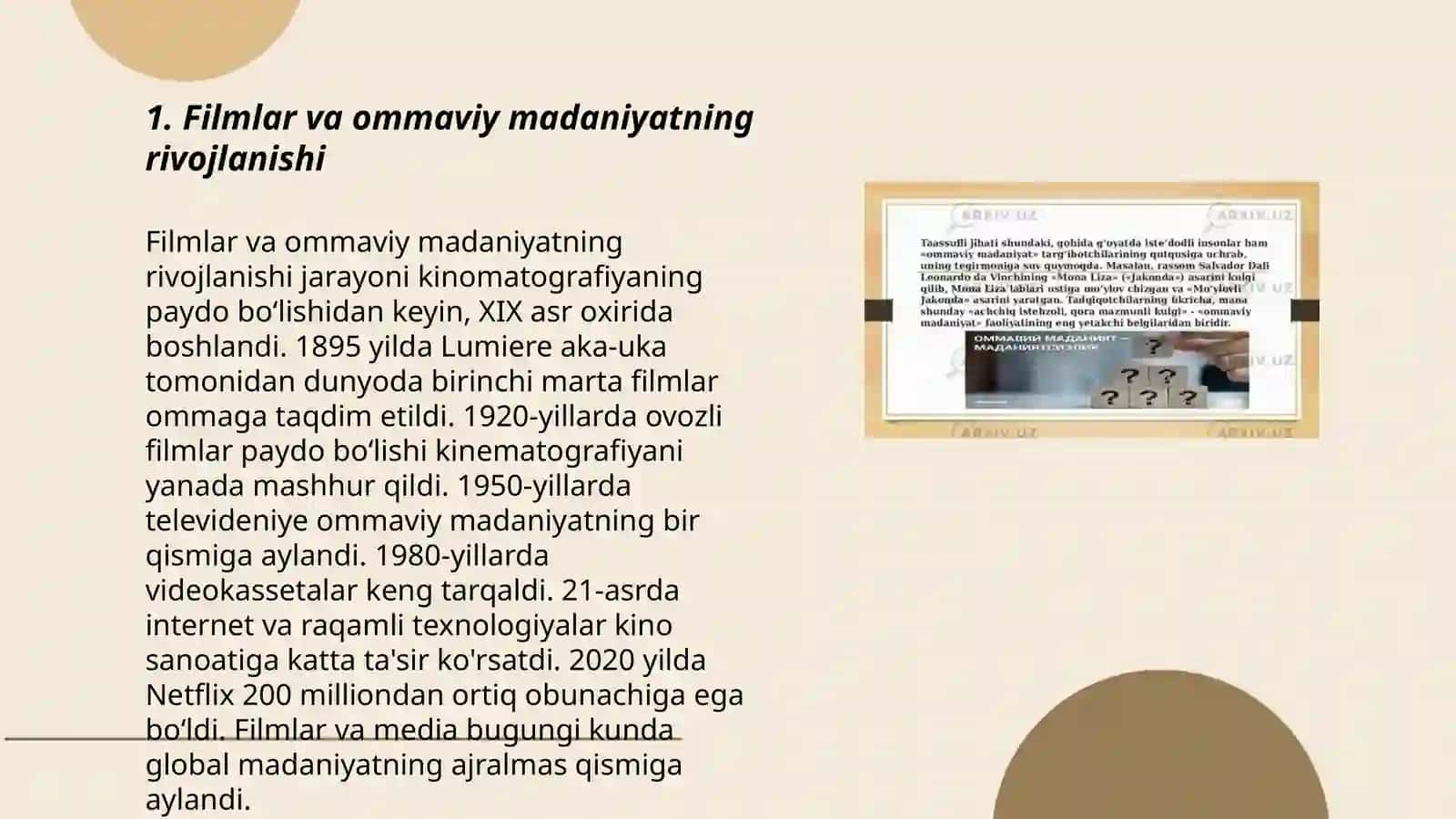 Filmlar va ommaviy madaniyatning rivojlanishi 3