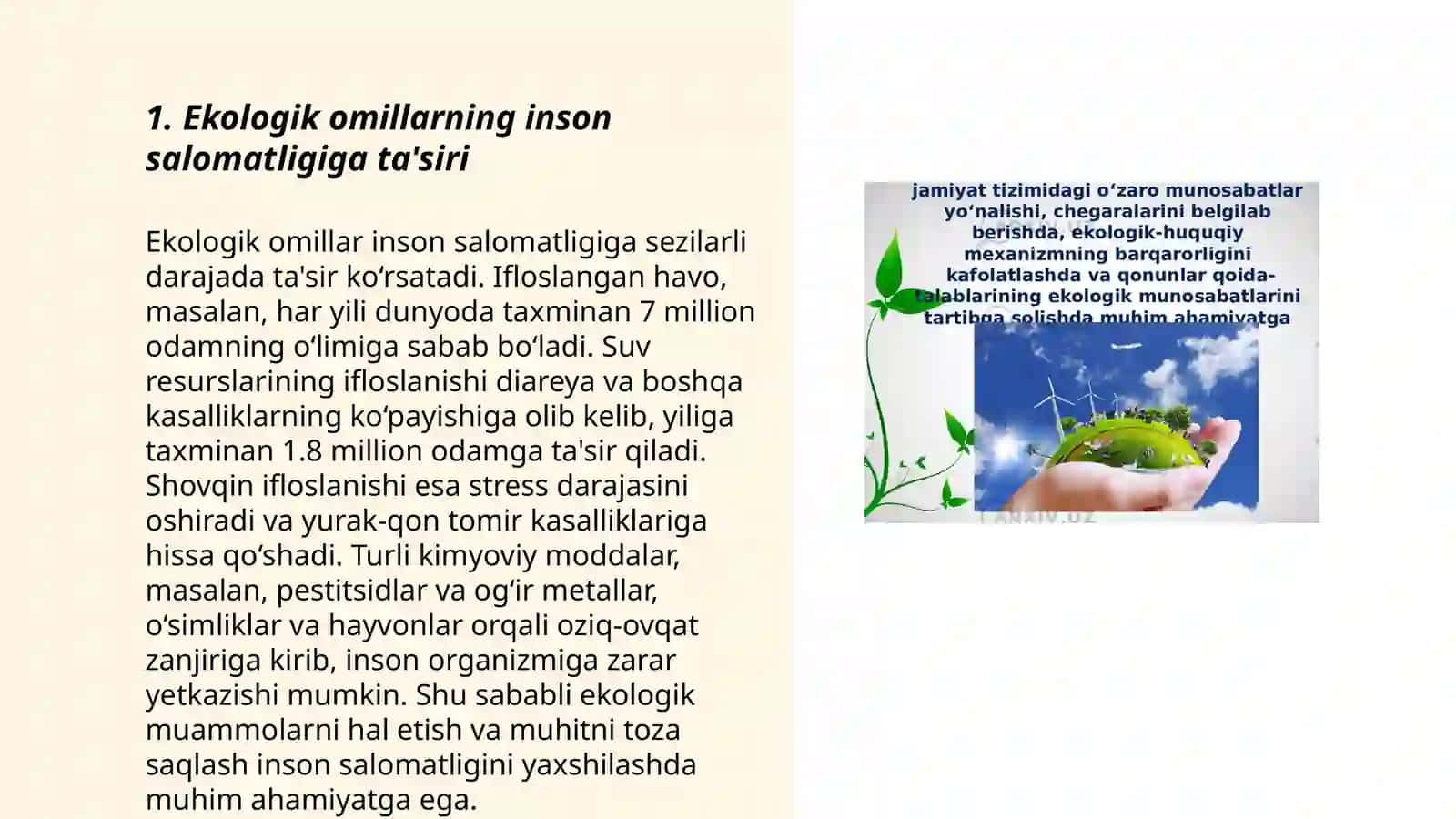 Odam hayot tarzida ekologik omillarning roli 3