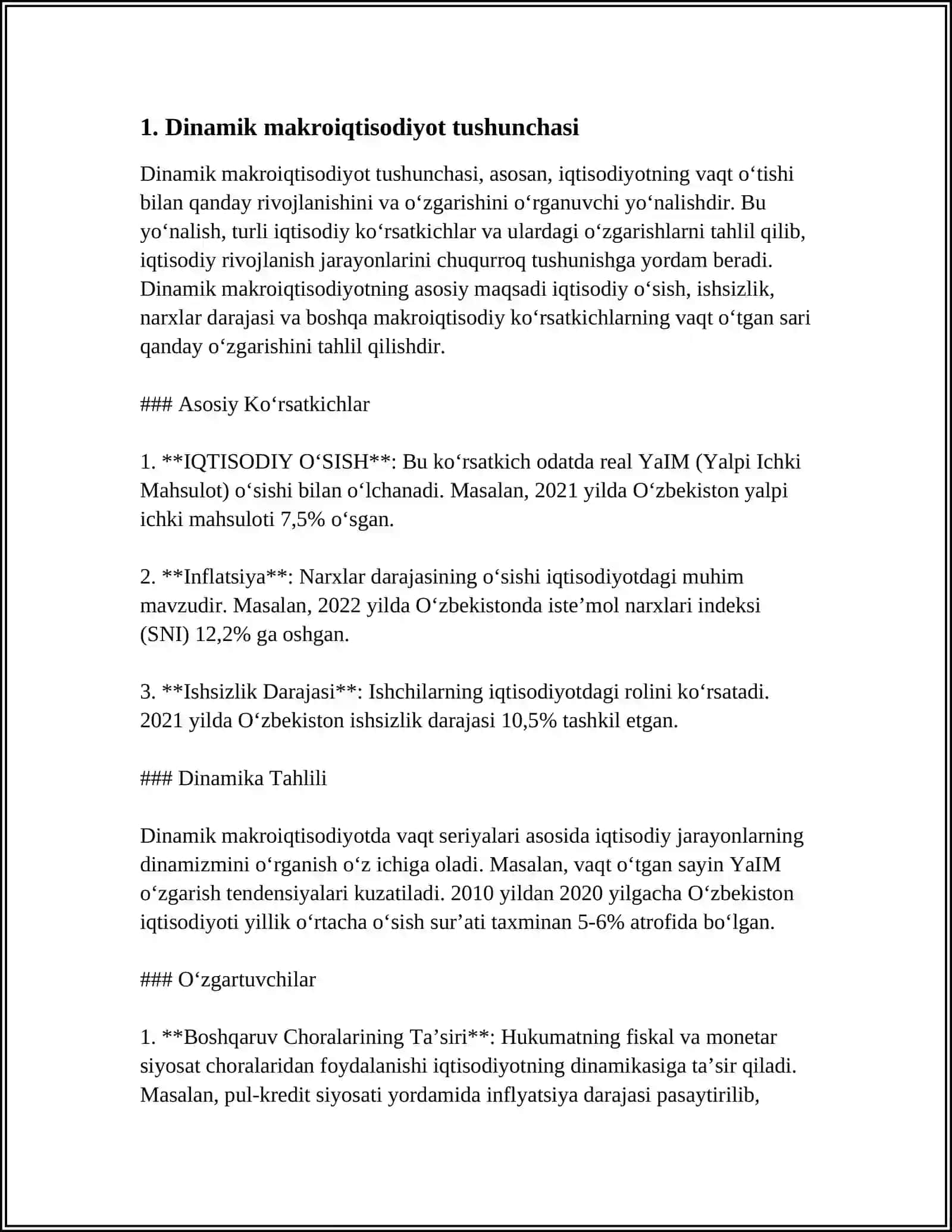 DINAMIK MAKROIQTISODIYOTNING MOHIYATI 3