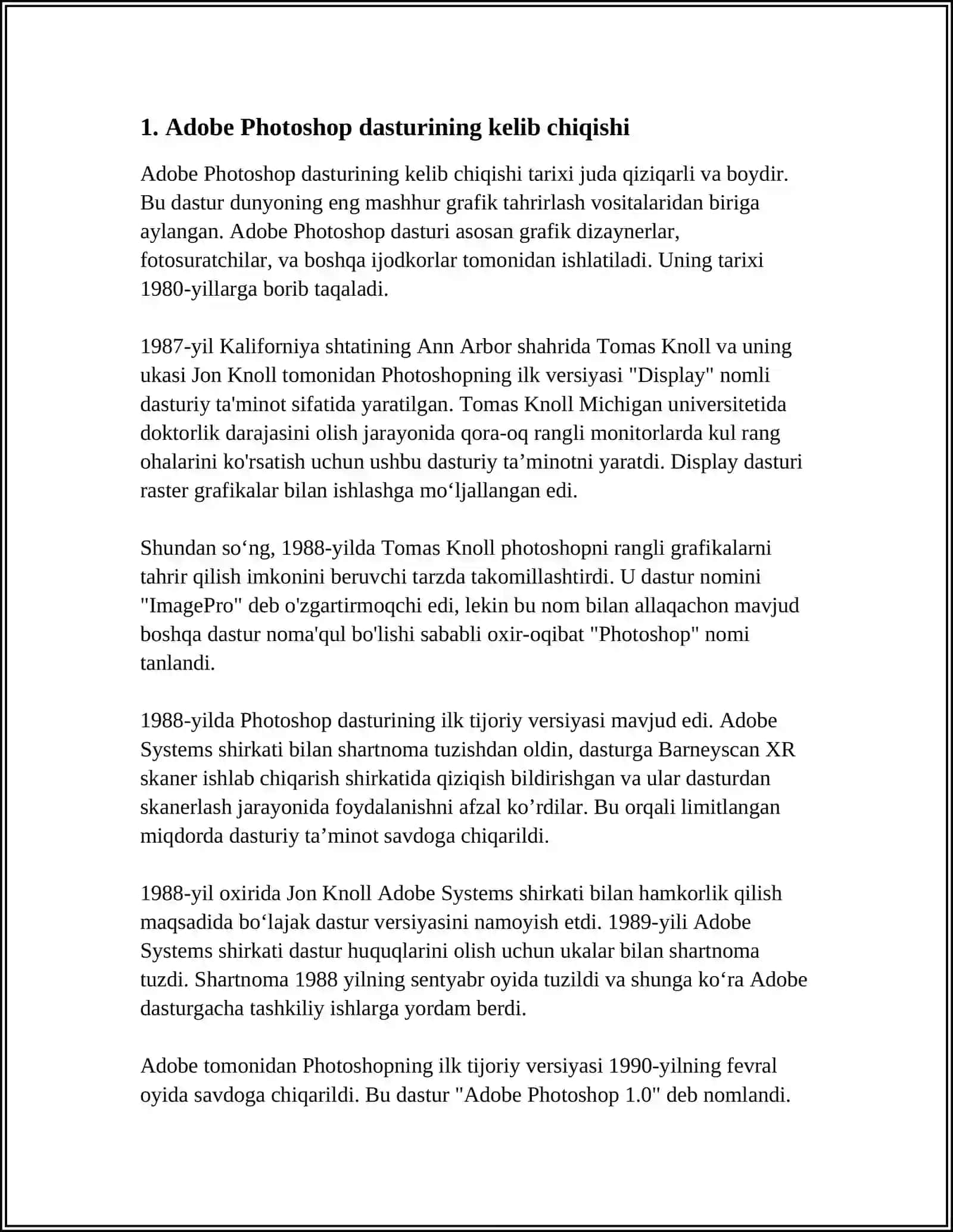 ADOBE PHOTOSHOP DASTURINING YARATILISH TARIXI 3