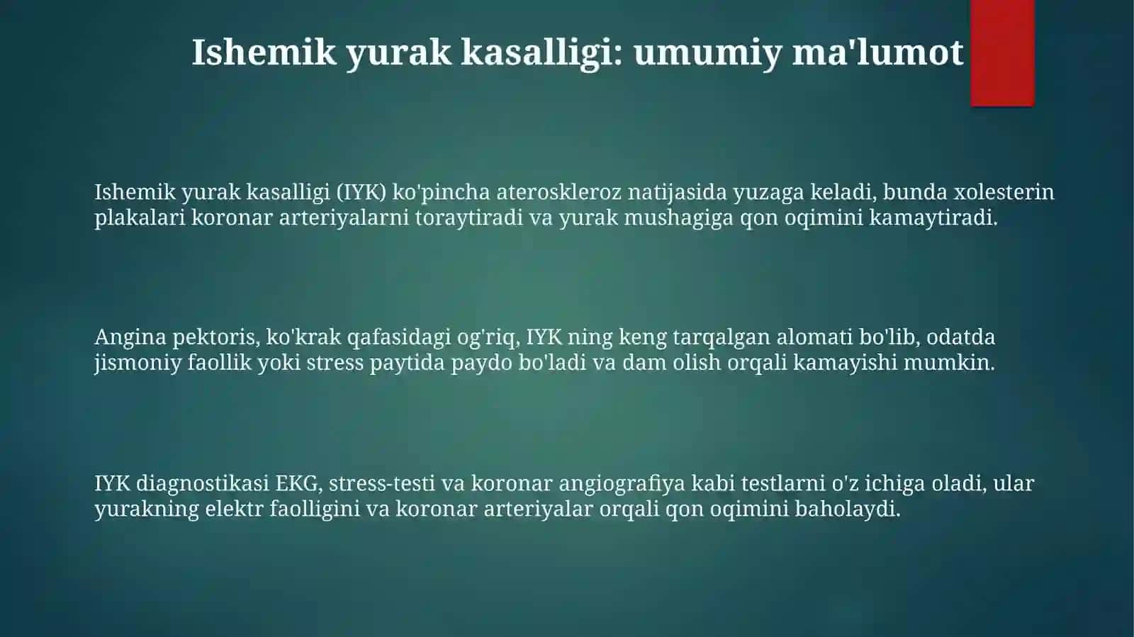 Ishemik yurak kasalligi, malabsorbtsiya va diareya 3
