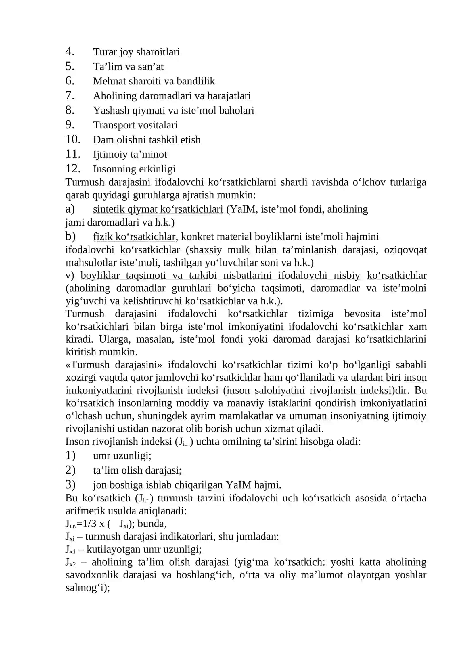 Aholi turmush darajasi statistikasi. Aholining daromadlari va harajatlari balansi 3