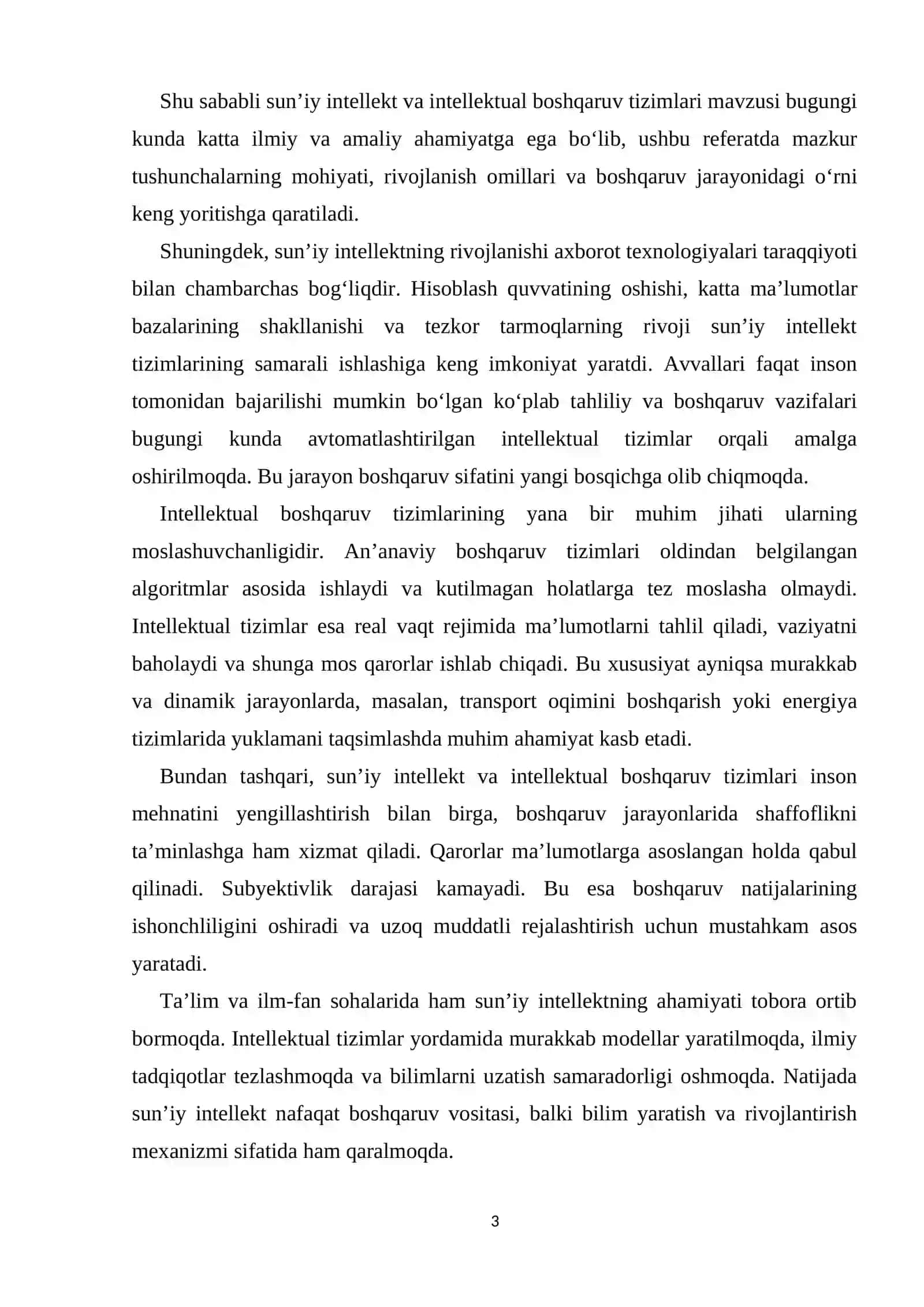 SUNʼIY INTELLEKT VA INTELLEKTUAL BOSHARUV TIZIMLARI 3