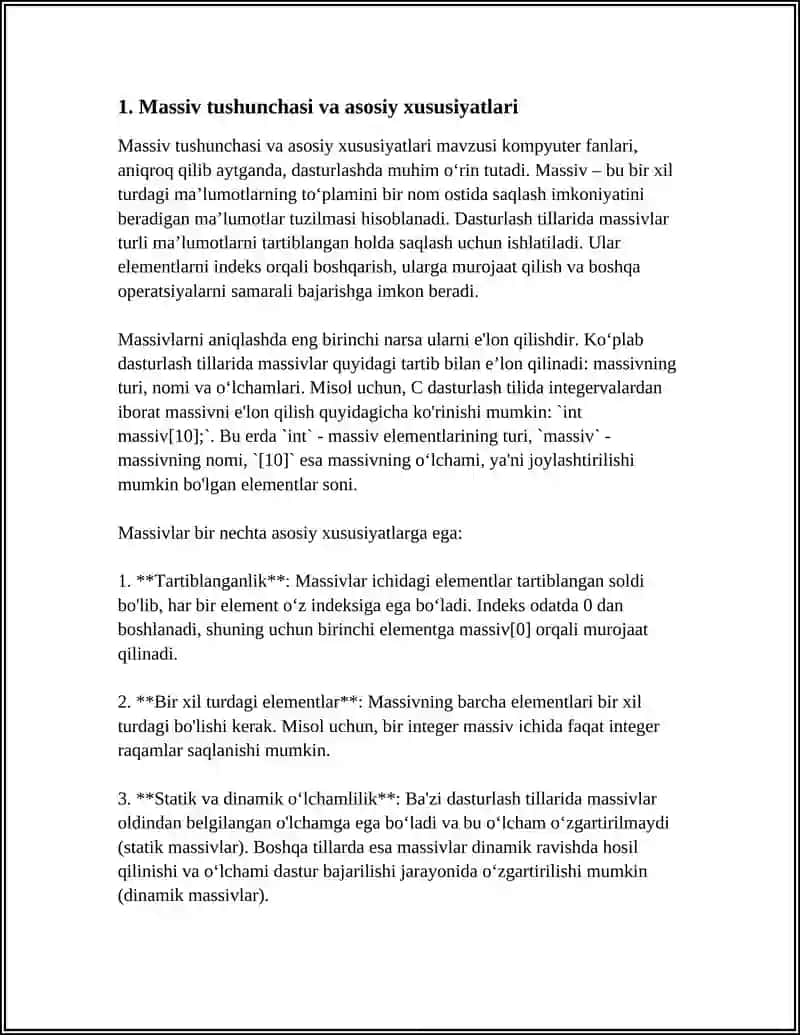 MASSIVLARNI TASHKIL ETISH 3