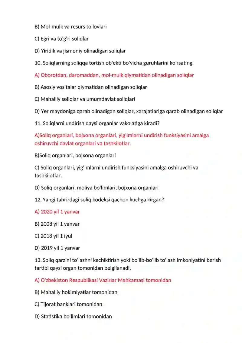 Soliq va Soliqqa oid savollarga javoblar 3