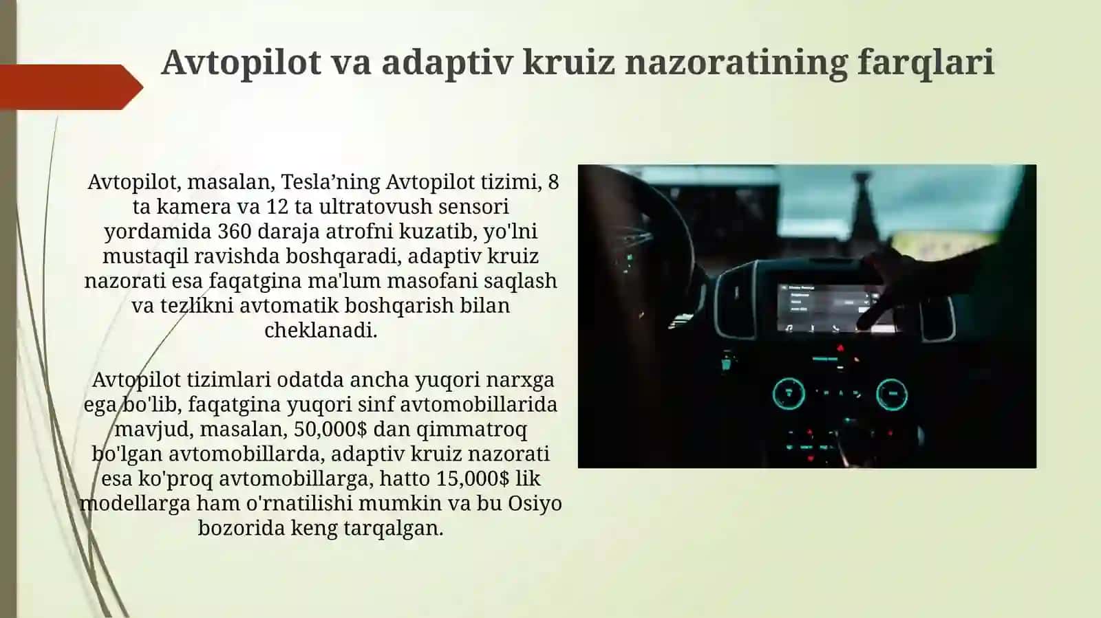 Avtopilotlar va adaptiv kurizkontrolnazorati 3