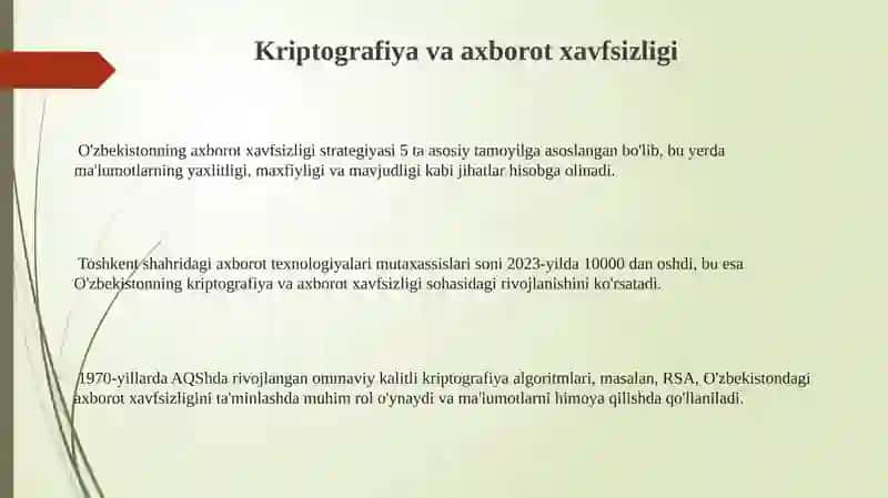 Kriptografiya va axborot xavfsizligi 3