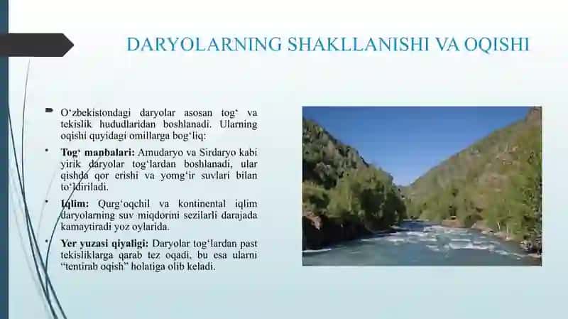 O'ZBEKISTONDA DARYOLARNING TENTIRAB OQISHI 3