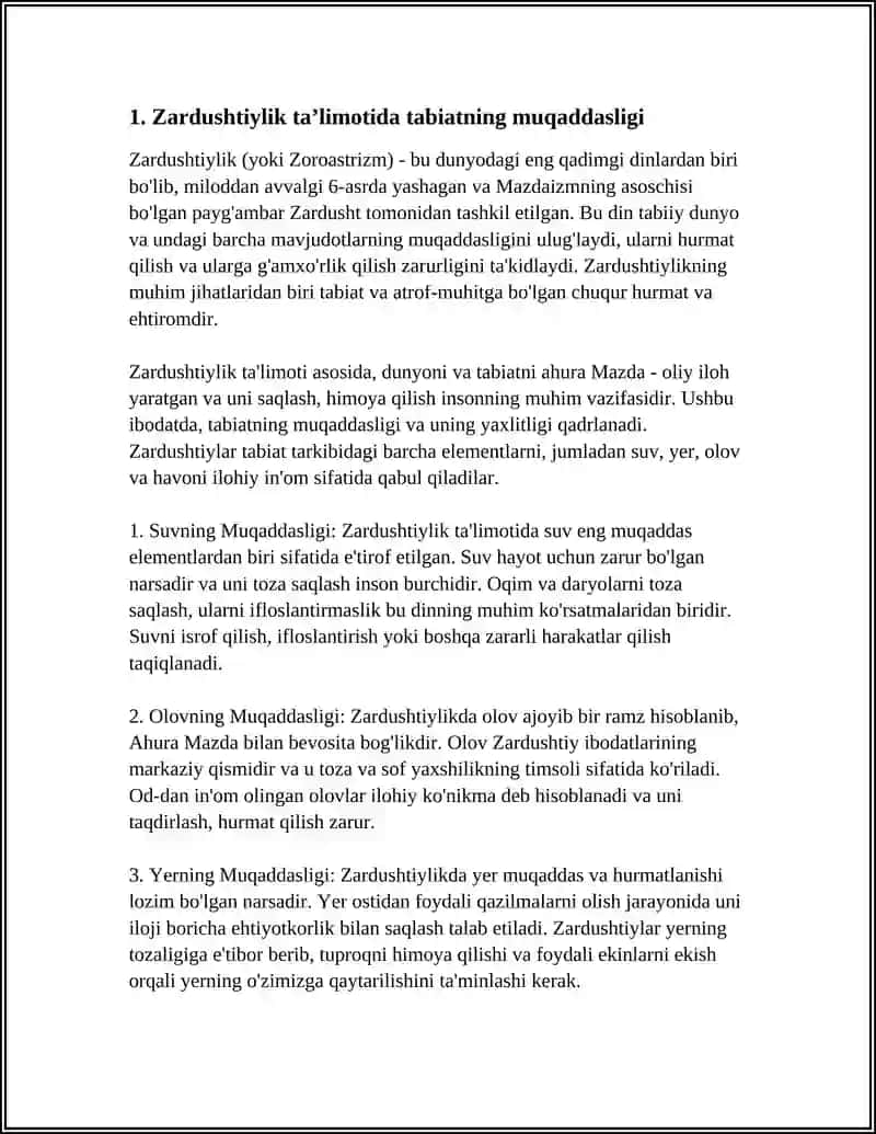 Zardushtiylikda Tabiatning Ulug'lanishi 3