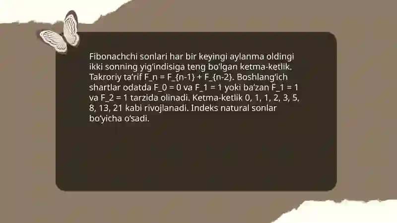 Fibonachchi sonlari 3