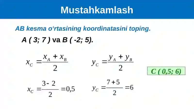 Toʻgʻrichiziqning kesmalardagi tenglamasi 3