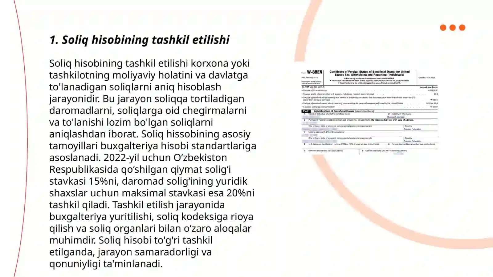 Soliq hisobining tashkil etilishi 3
