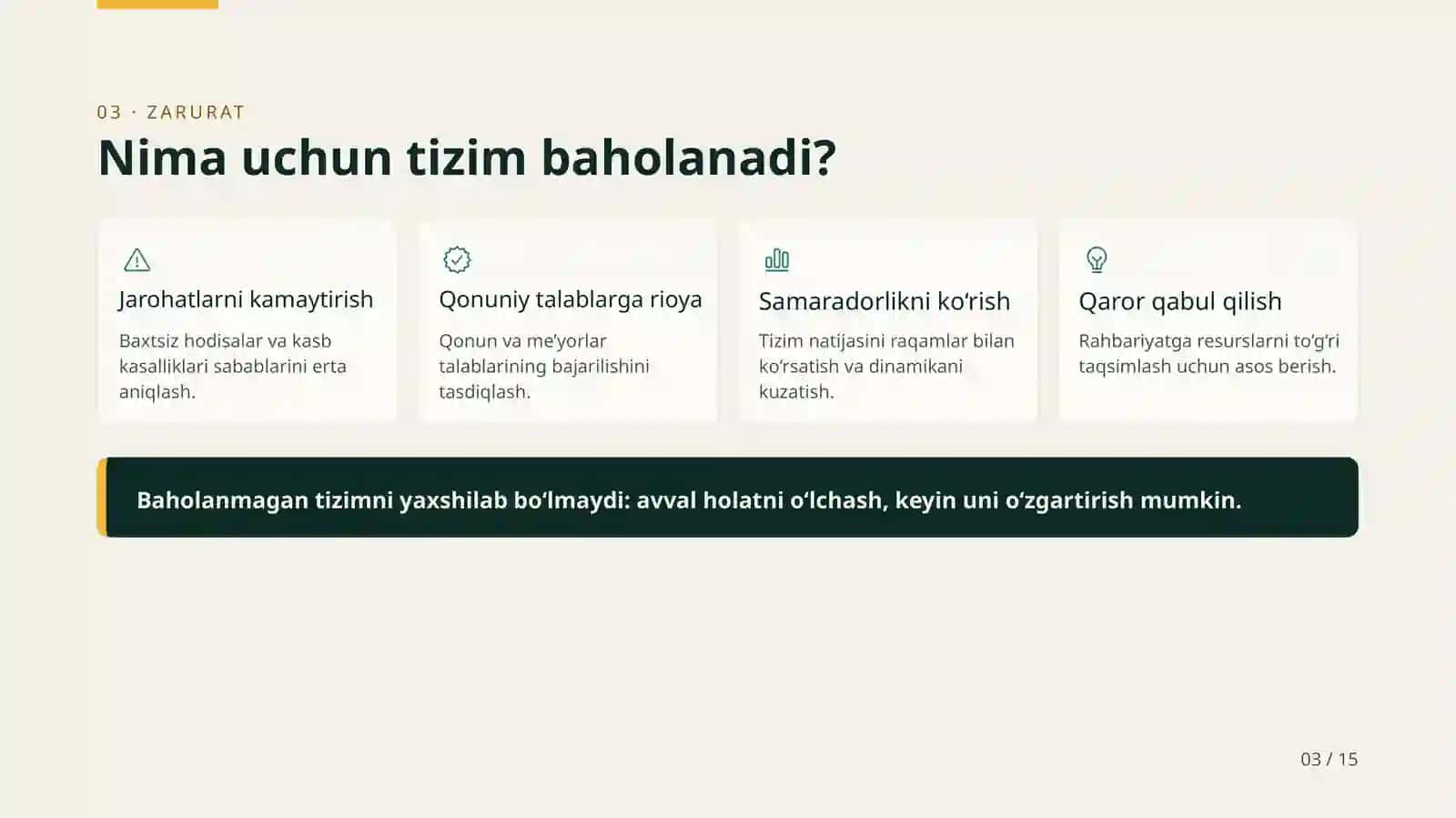 Ishlab chiqarish korxonalarida mehnat muhofazasi tizimini baholash usullari 3