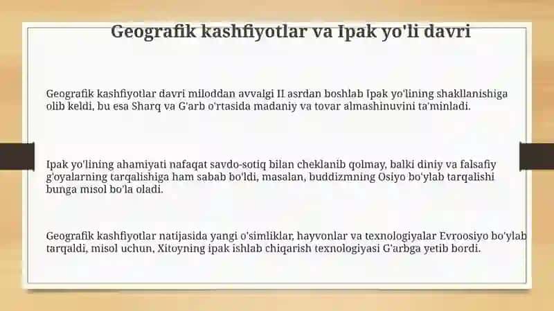 Geografik kashfiyotlar va Ipak yo'li davri 3