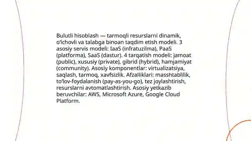 Bulutli tizimlar va xizmatlar 3