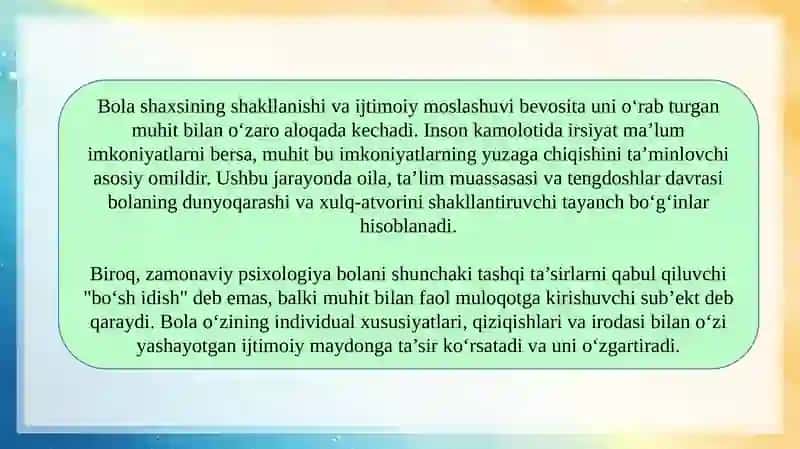 Bola rivojlanishida muhitning ta’siri 3