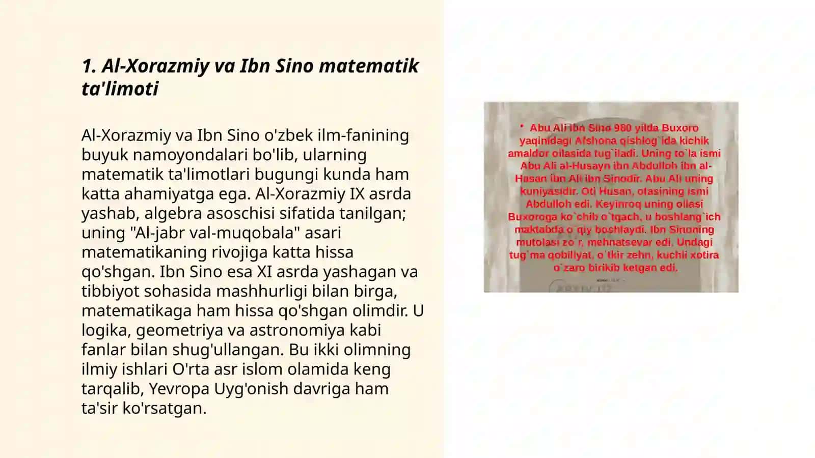 Abu Ali ibn Sinoning matematikaga qo'shgan hissasi 3