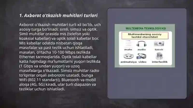 Axborot o'tkazish muxiti va ularning texnik ko'rsatgichlari 3