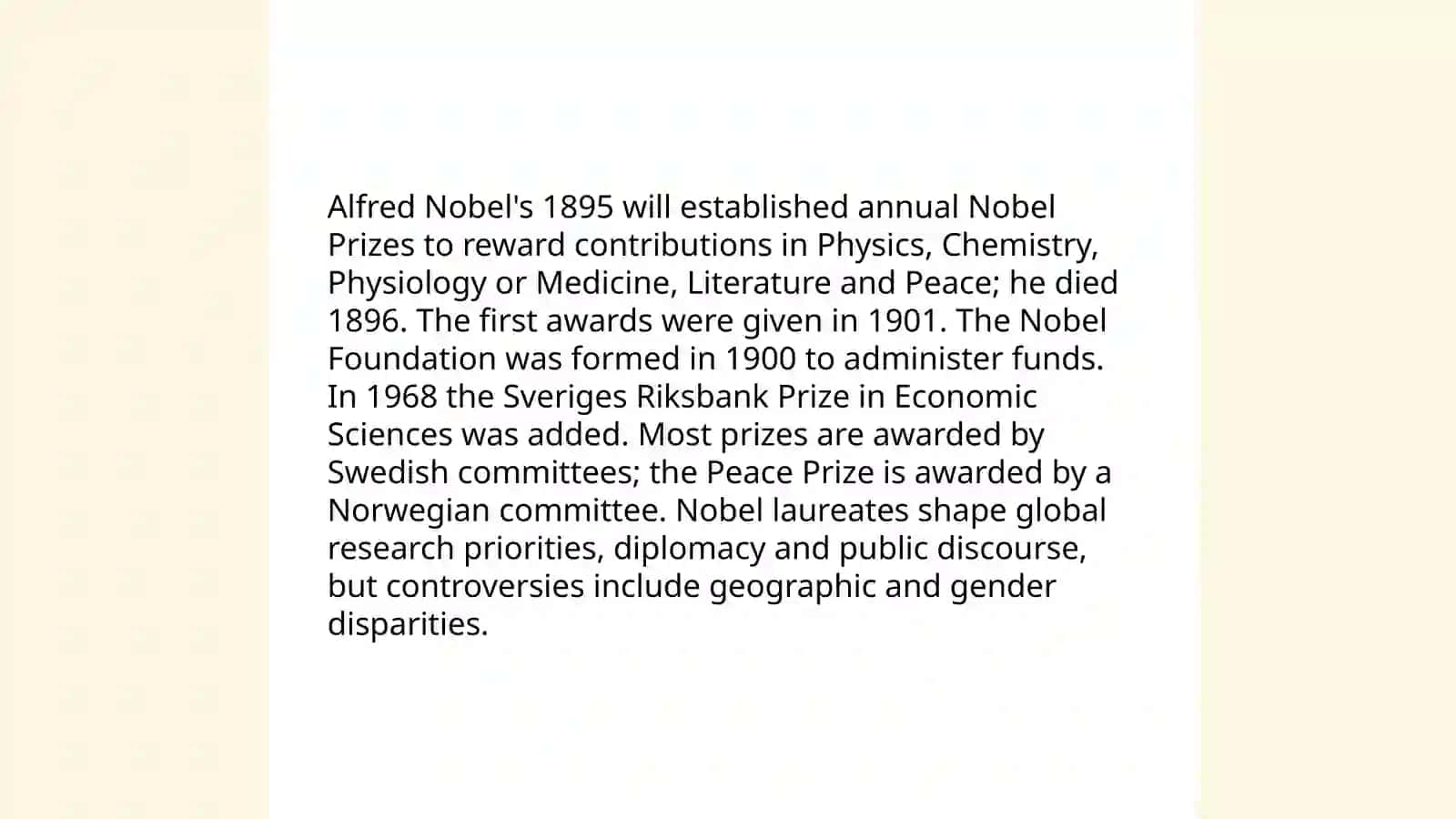 Mavzu: Nobel mukofotlari: mabadi va global ta'sir 3