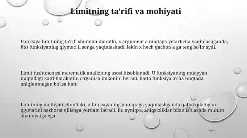 Funksiyaning nuqta dagi limiti 3