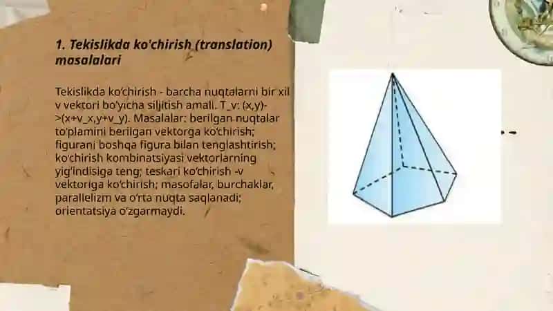 Geometrik akslantirishlarning barcha turlariga oid masalalar yechish 3
