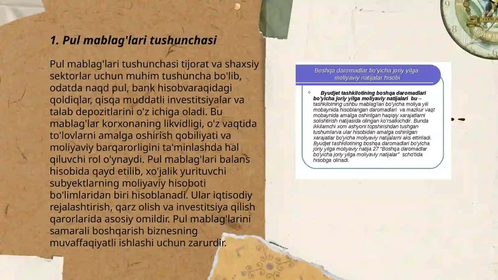 Pul mablag'lari va uning ekvivalentlari 3