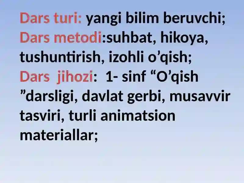 Sinfdan tashqari o'qish darsi "Musavvir" 3