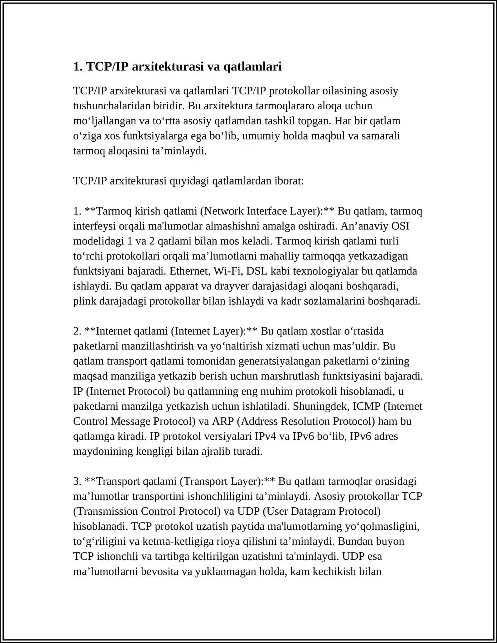 TCP/IP PROTOKOLLAR OILASI VA VAZIFALARI 3