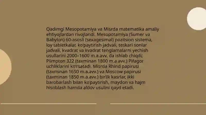 Matematikaning rivojlanish bosqichlari 3