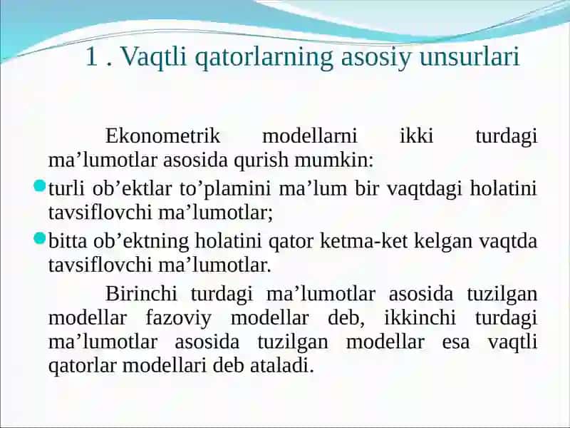 Ekonomitrik modellashtirish 3