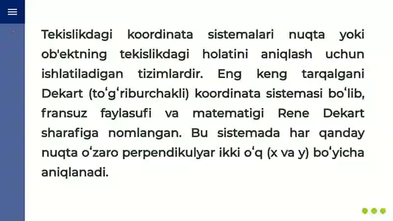 TEKISLIKDA KOORDINATA SISTEMASI. BALANDLIK SISTEMASI 3