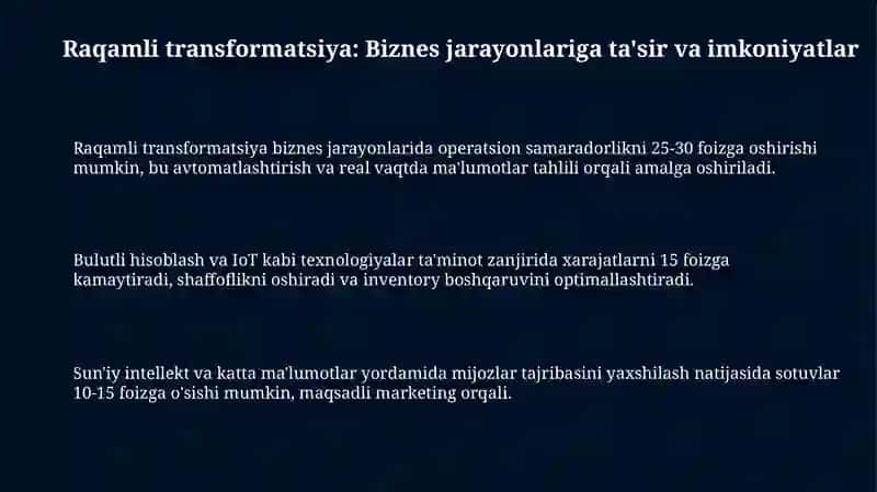 Raqamli transformatsiya: Biznes jarayonlariga ta'siri 3