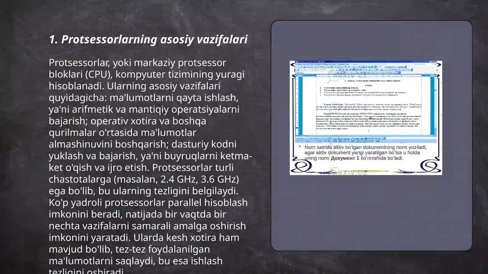 Protsessorlarning imkoniyatlari 3