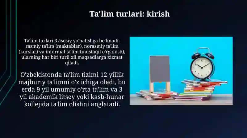 Ta'lim Turlari va Ta'limni Tashkil Etish Shakllari 3