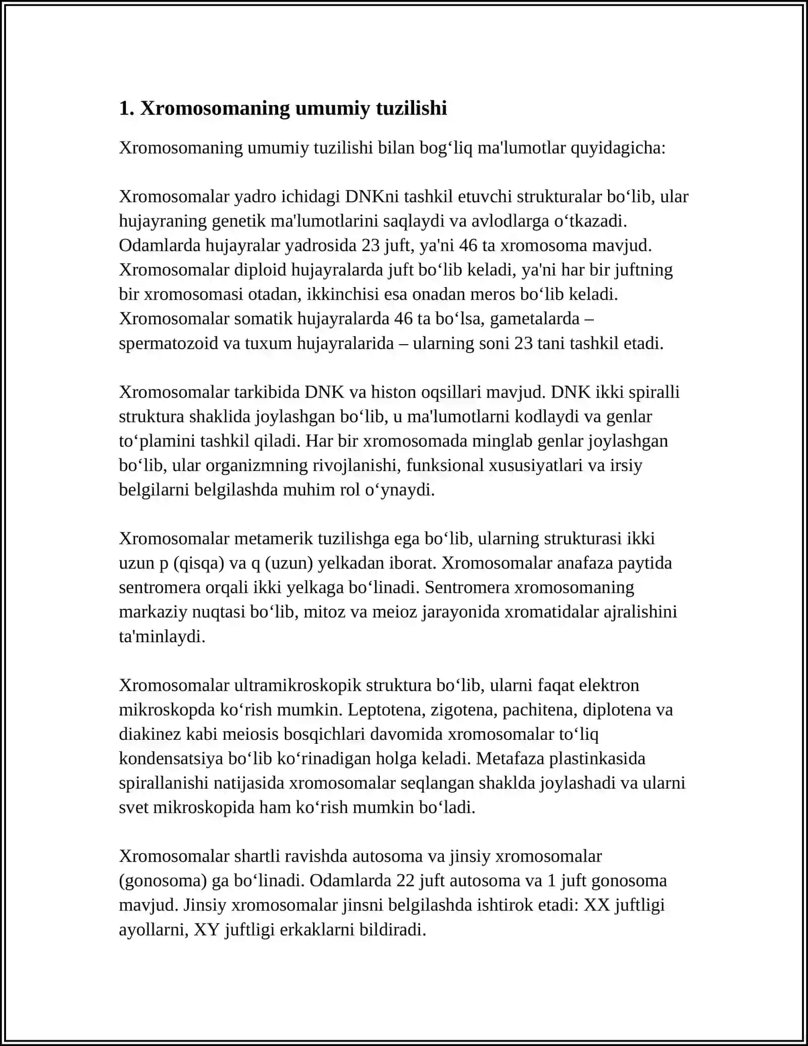 XROMOSOMALARNING TUZILISHI 3