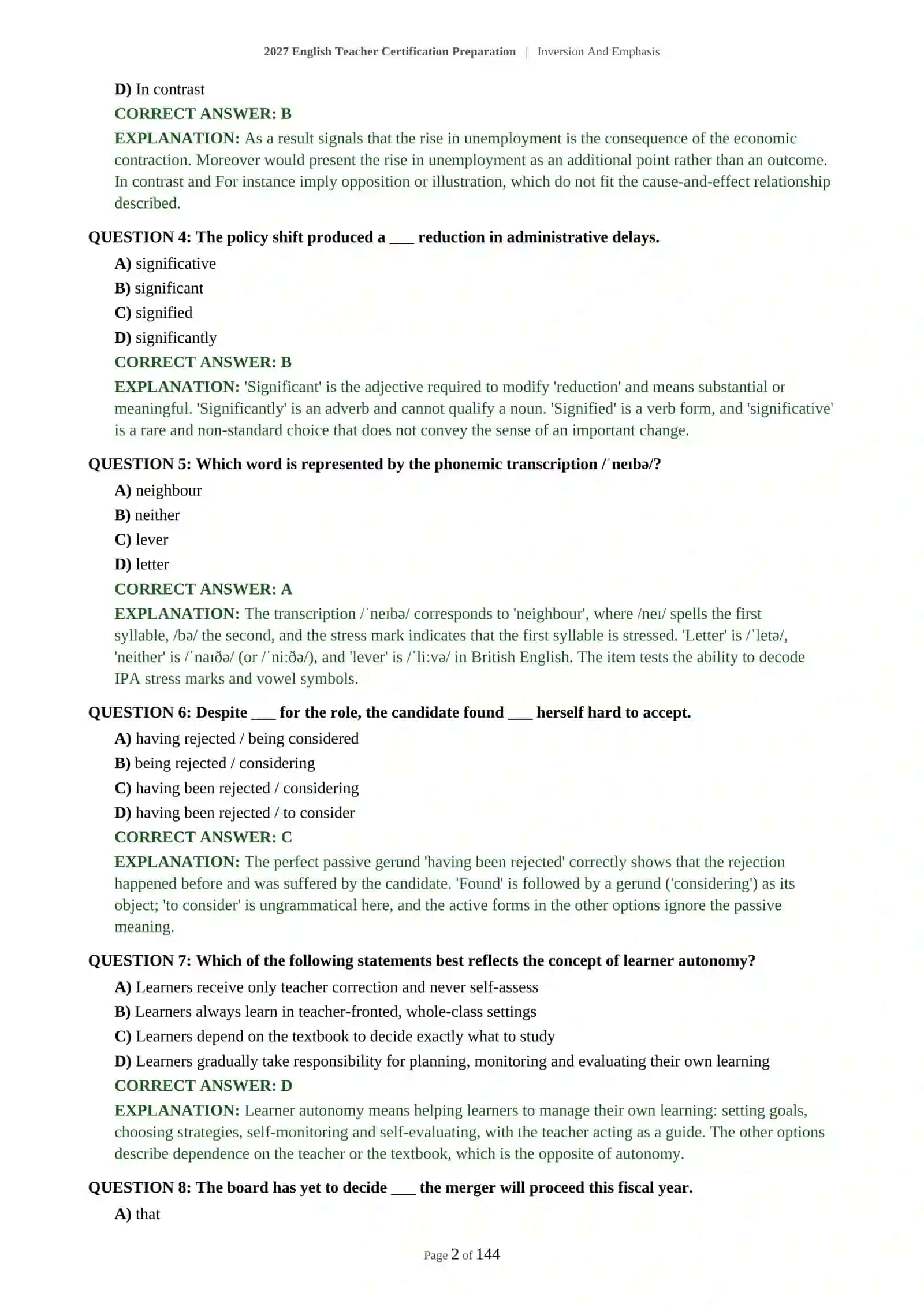 Inversion And Emphasis English Teacher Certification Preparation 3