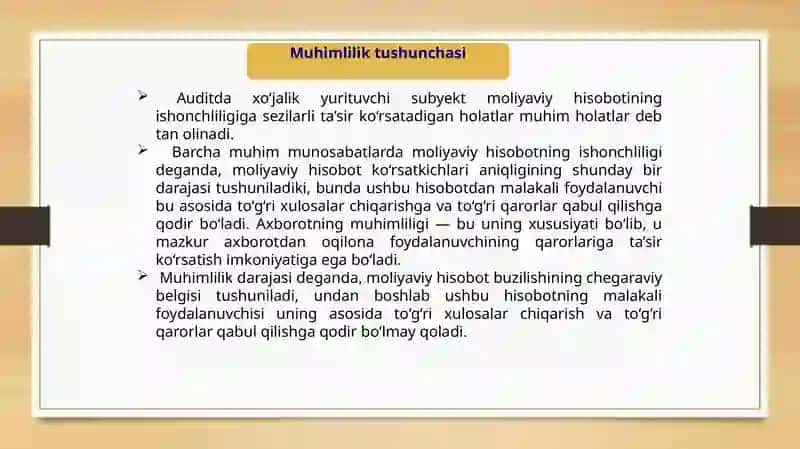 Muhimlilik tushunchasi va uning auditdagi ahamiyati 3