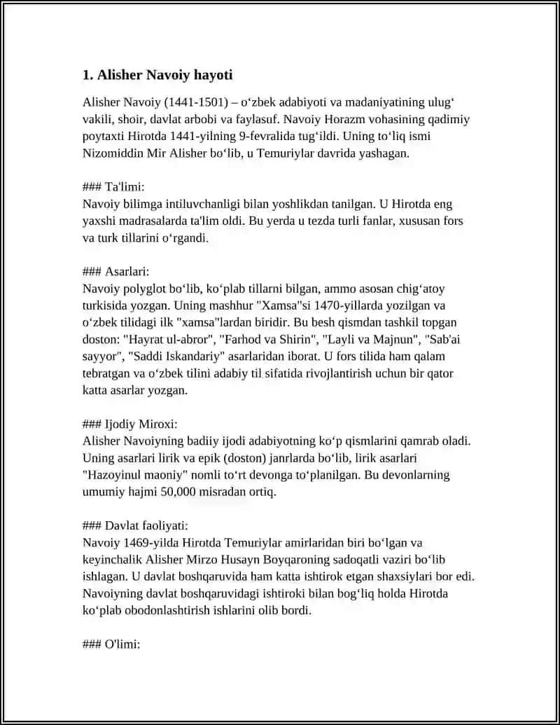 REFERAT Mavzu: ALISHER NAVOIY 3
