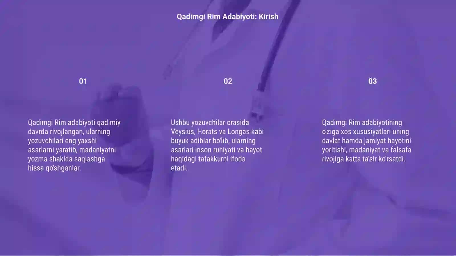 Qadimgi Rim Adabiyoti va yozuvchilar asarlari 3