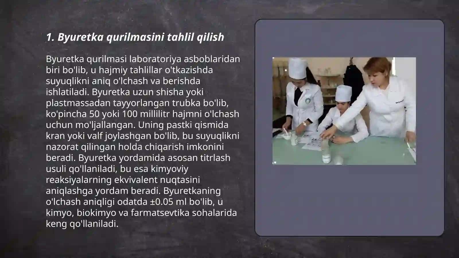 Byuretka qurilmasi tahlil qilish 3